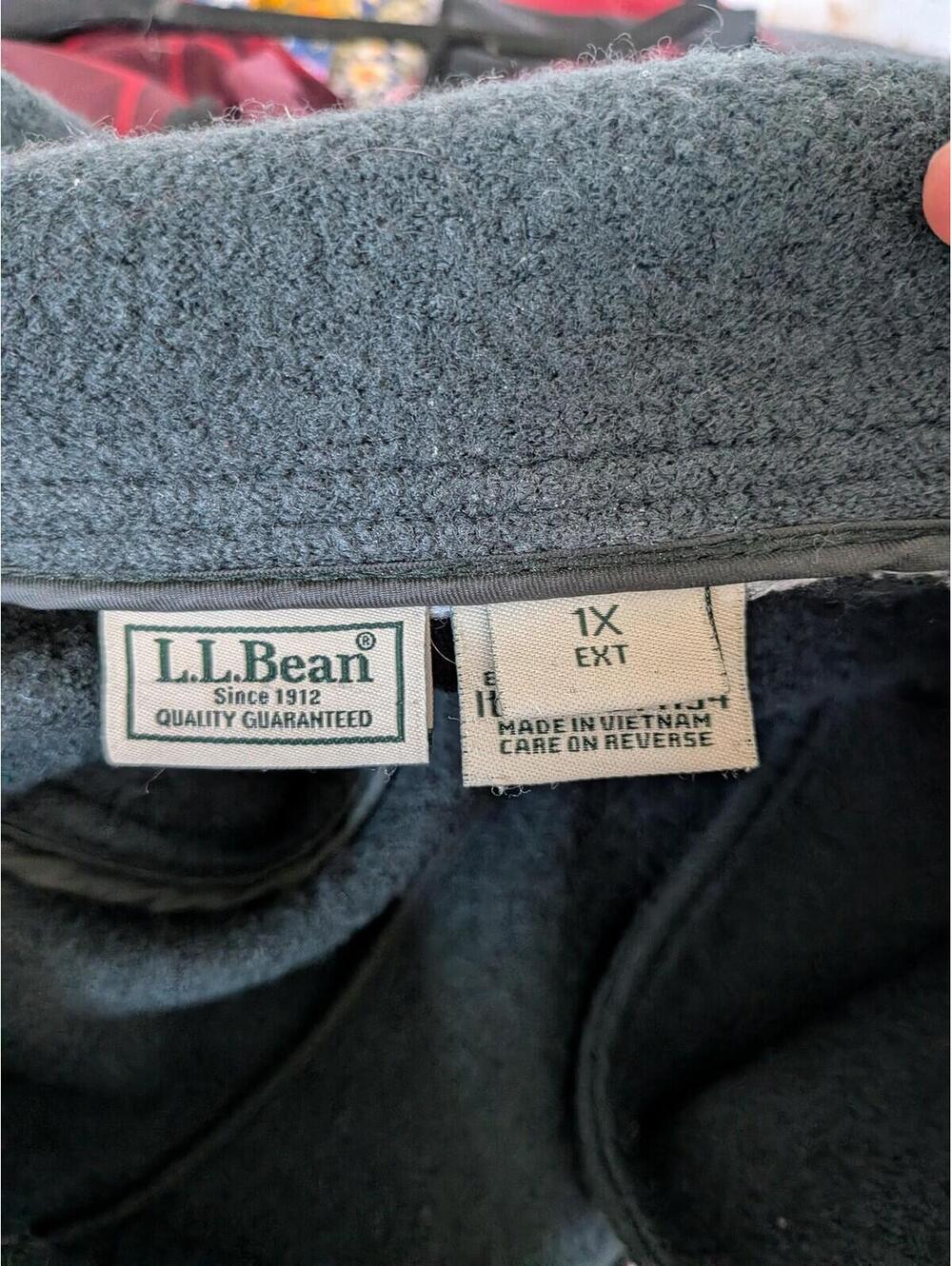 L.L. Bean Coat Womens 1X Green Wool Fleece Lined Button Front Pockets Mid Length - Picture 5 of 6